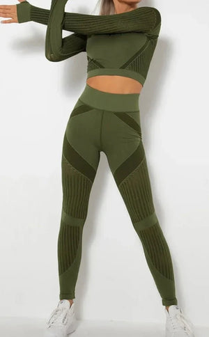 Conjunto Deportivo con Blusa de Manga Larga y Leggings Texturizados Ref. 1048 - Marea Bella Swimwear