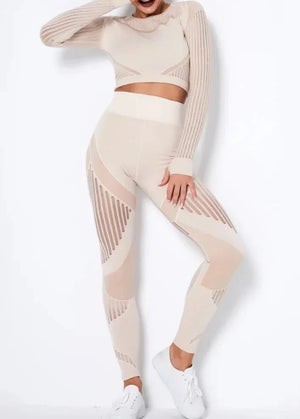 Conjunto Deportivo con Blusa de Manga Larga y Leggings Texturizados Ref. 1048 - Marea Bella Swimwear
