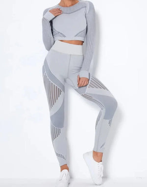 Conjunto Deportivo con Blusa de Manga Larga y Leggings Texturizados Ref. 1048 - Marea Bella Swimwear