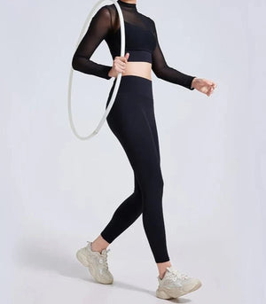 Conjunto Deportivo con Top de Manga Larga en Tul y Leggings Ref. 1040 - Marea Bella Swimwear