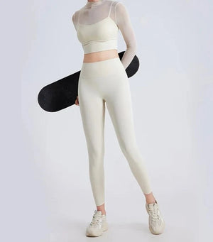 Conjunto Deportivo con Top de Manga Larga en Tul y Leggings Ref. 1040 - Marea Bella Swimwear