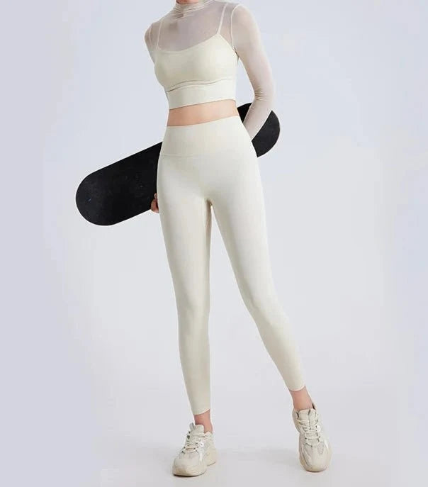 Conjunto Deportivo con Top de Manga Larga en Tul y Leggings Ref. 1040 - Marea Bella Swimwear