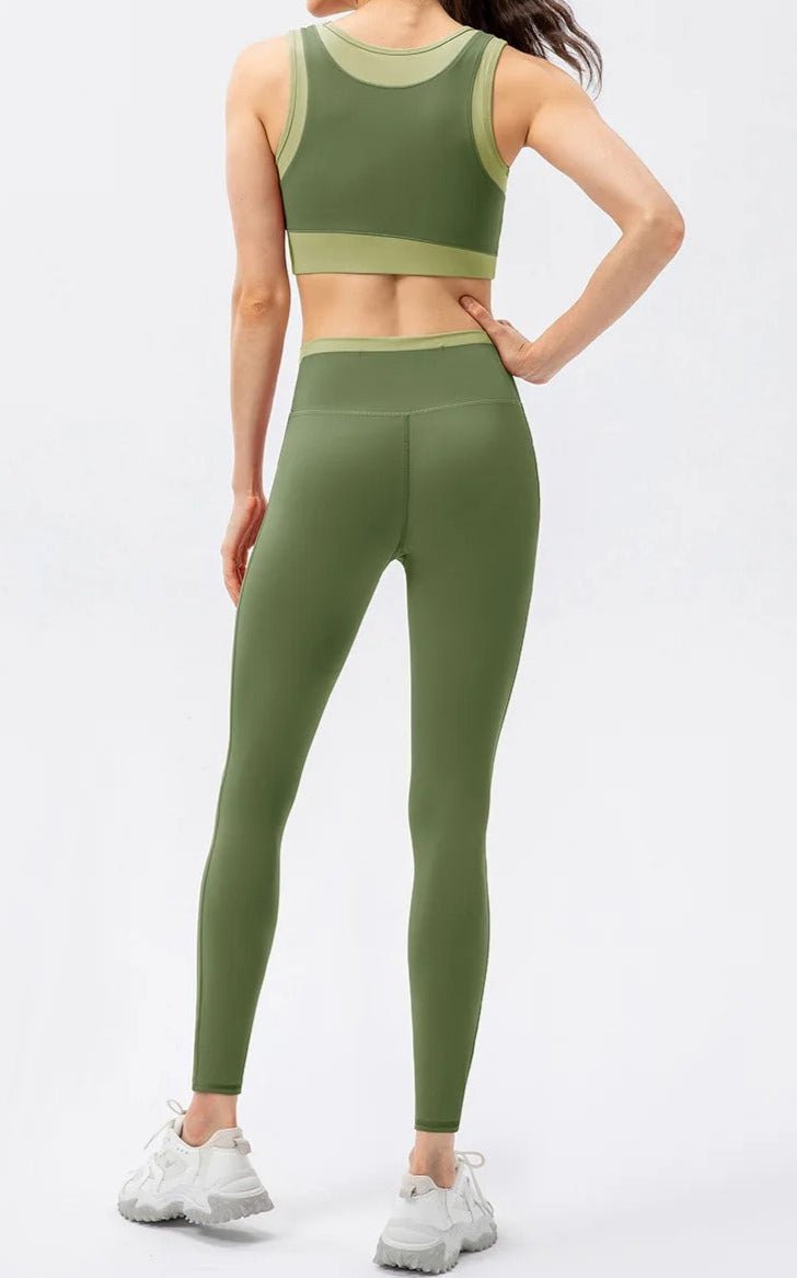 Conjunto Deportivo con Top y Leggings de Cintura Cruzada Ref. 1042 - Marea Bella Swimwear