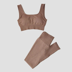 Conjunto Deportivo con Top y Leggings de Tejido Acanalado Ref. 1012 - Marea Bella Swimwear