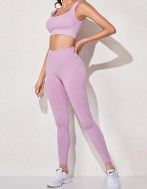 Conjunto Deportivo con Top y Leggings de Tejido Acanalado Ref. 1012 - Marea Bella Swimwear