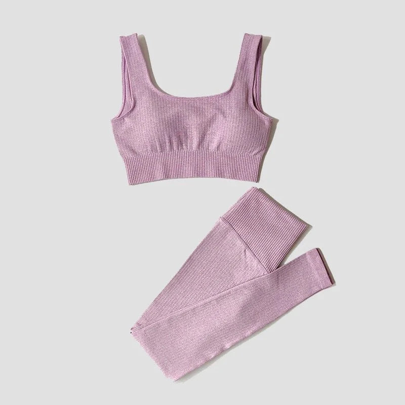 Conjunto Deportivo con Top y Leggings de Tejido Acanalado Ref. 1012 - Marea Bella Swimwear