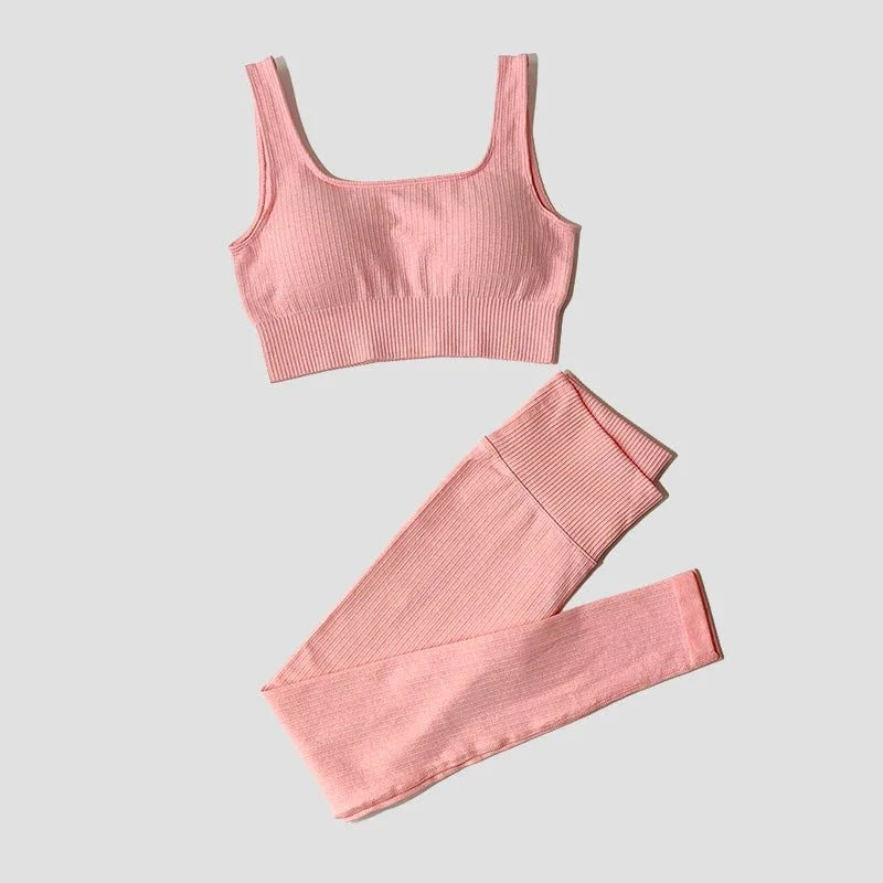 Conjunto Deportivo con Top y Leggings de Tejido Acanalado Ref. 1012 - Marea Bella Swimwear