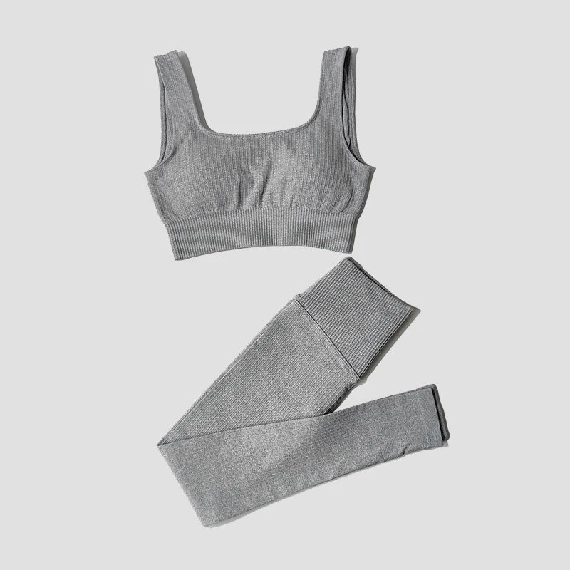 Conjunto Deportivo con Top y Leggings de Tejido Acanalado Ref. 1012 - Marea Bella Swimwear
