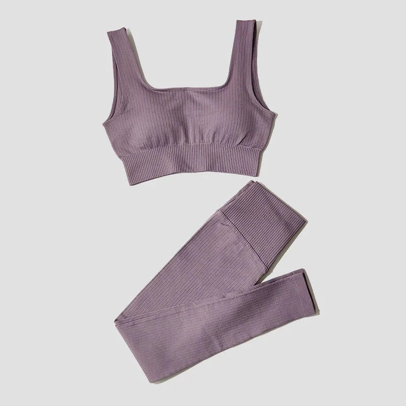 Conjunto Deportivo con Top y Leggings de Tejido Acanalado Ref. 1012 - Marea Bella Swimwear
