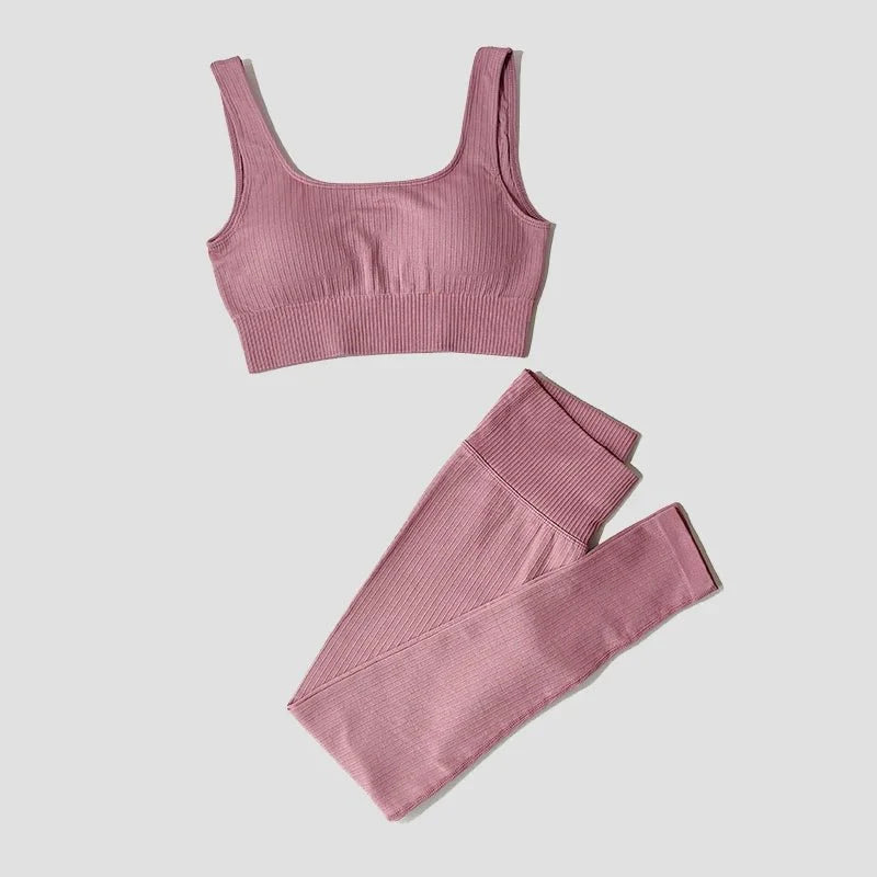 Conjunto Deportivo con Top y Leggings de Tejido Acanalado Ref. 1012 - Marea Bella Swimwear