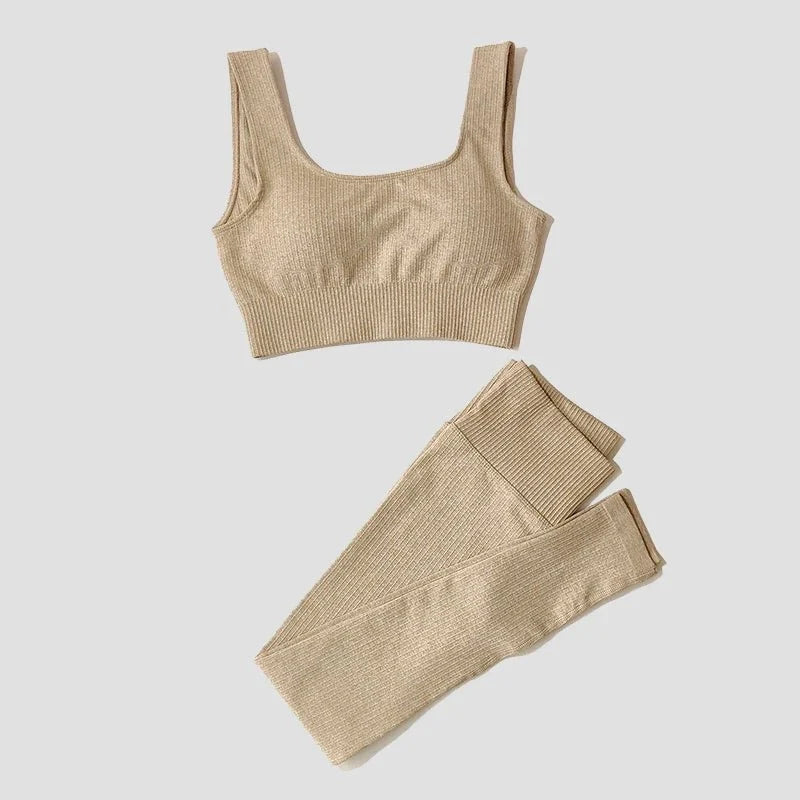 Conjunto Deportivo con Top y Leggings de Tejido Acanalado Ref. 1012 - Marea Bella Swimwear
