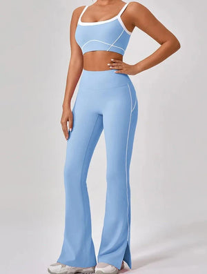 Conjunto Deportivo Top de Tirantes Finos y Leggings Flare Ref. 1049 - Marea Bella Swimwear