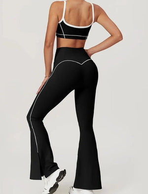 Conjunto Deportivo Top de Tirantes Finos y Leggings Flare Ref. 1049 - Marea Bella Swimwear