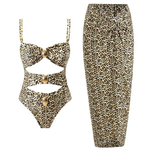 Conjunto de Bañador Bicolor con Detalle Calado y Falda Drapeada Ref. 0570 - Marea Bella Swimwear