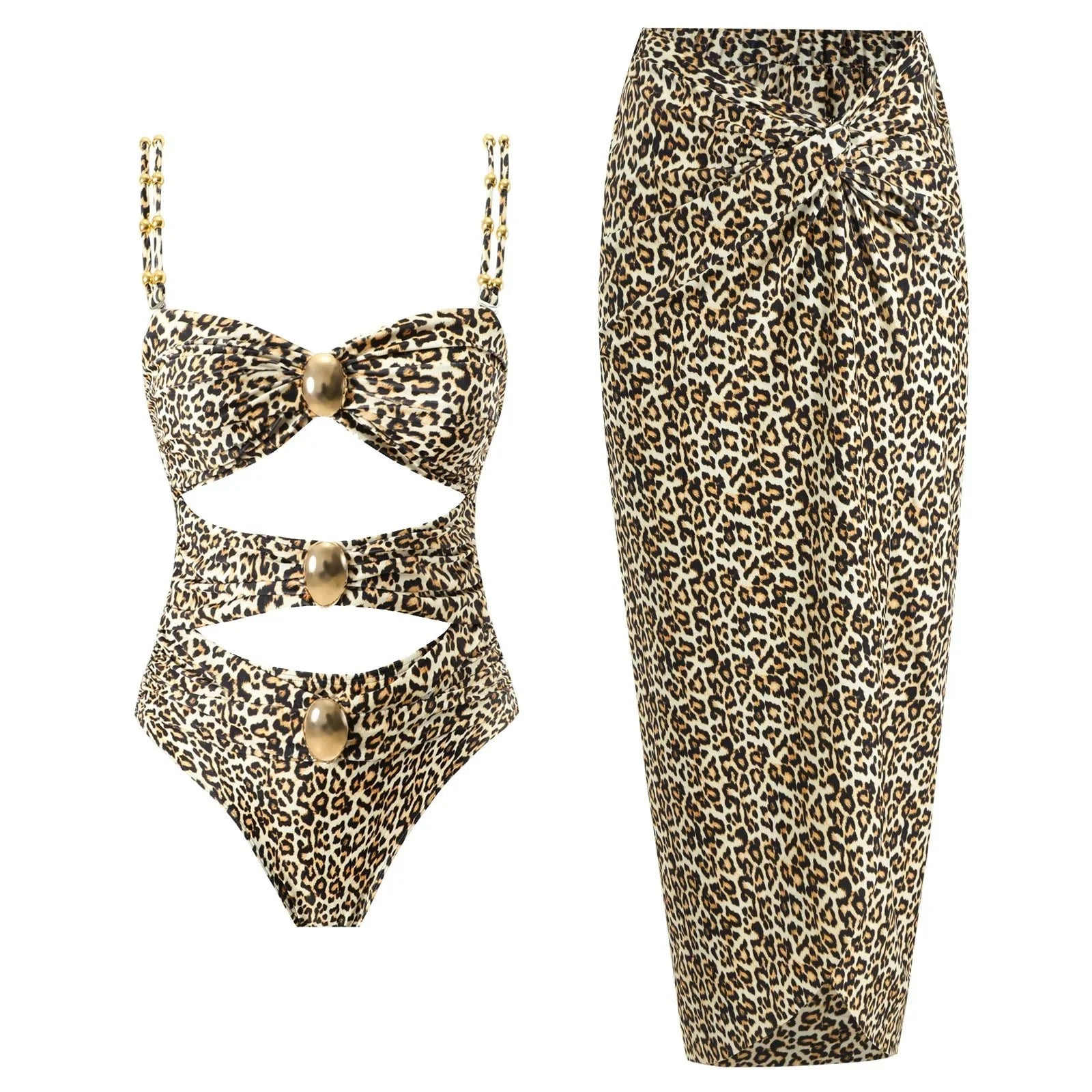 Conjunto de Bañador Bicolor con Detalle Calado y Falda Drapeada Ref. 0570 - Marea Bella Swimwear