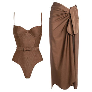 Conjunto de Bañador con Falda Pareo Cruzada Ref. 0596 - Marea Bella Swimwear