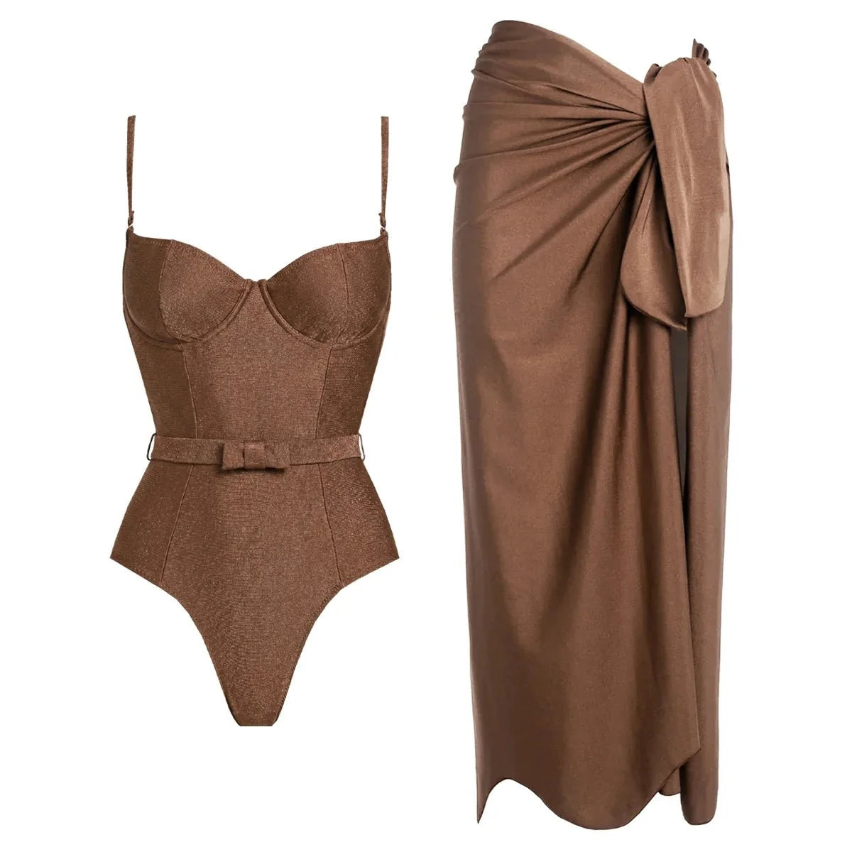 Conjunto de Bañador con Falda Pareo Cruzada Ref. 0596 - Marea Bella Swimwear
