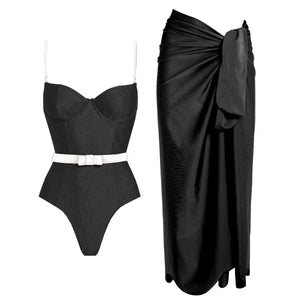 Conjunto de Bañador con Falda Pareo Cruzada Ref. 0596 - Marea Bella Swimwear