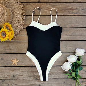 Bañador Bicolor con Recorte Curvo y Tirantes Finos Ref. 0659 - Marea Bella Swimwear