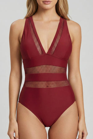 Bañador con Detalles en Tul y Escote en V Ref. 0775 - Marea Bella Swimwear