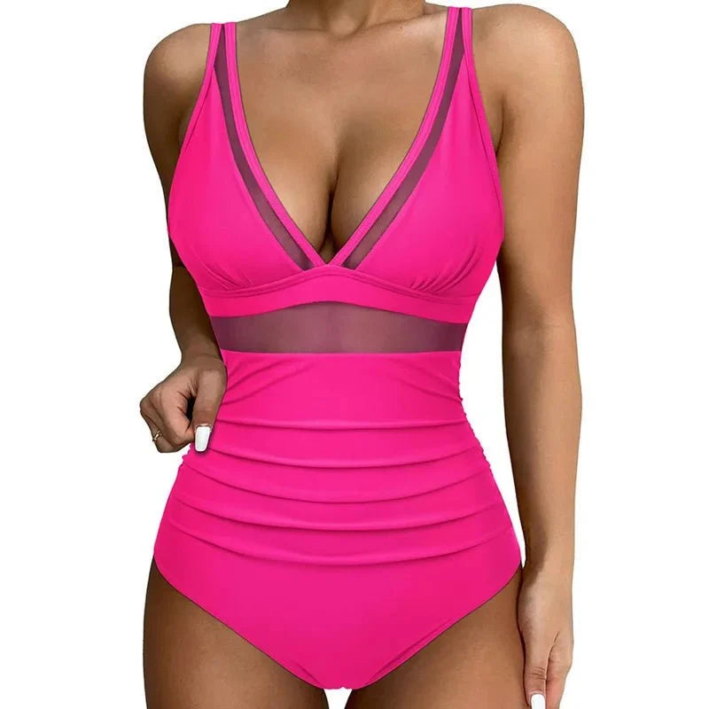 Bañador con Recortes de Malla y Frunces en la Cintura Ref. 0462 - Marea Bella Swimwear