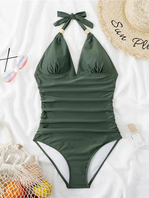 Bañador con Tirantes de Lazo y Detalles Fruncidos Ref. 0461 - Marea Bella Swimwear