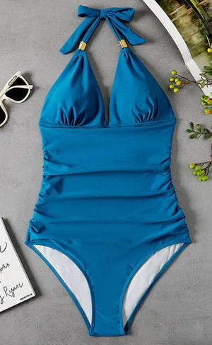 Bañador con Tirantes de Lazo y Detalles Fruncidos Ref. 0461 - Marea Bella Swimwear