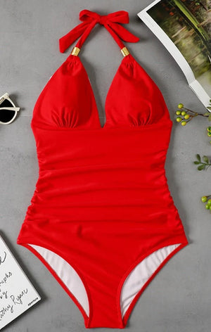 Bañador con Tirantes de Lazo y Detalles Fruncidos Ref. 0461 - Marea Bella Swimwear