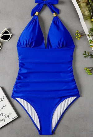 Bañador con Tirantes de Lazo y Detalles Fruncidos Ref. 0461 - Marea Bella Swimwear