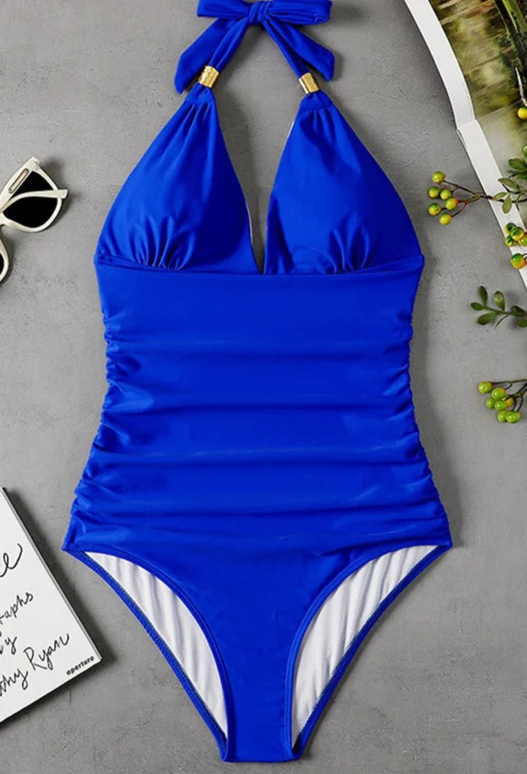 Bañador con Tirantes de Lazo y Detalles Fruncidos Ref. 0461 - Marea Bella Swimwear