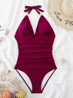 Bañador con Tirantes de Lazo y Detalles Fruncidos Ref. 0461 - Marea Bella Swimwear