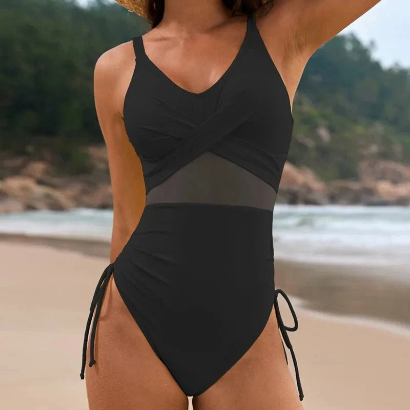 Bañador Cruzado con Detalles de Tul y Lazo Lateral Ref. 0458 - Marea Bella Swimwear