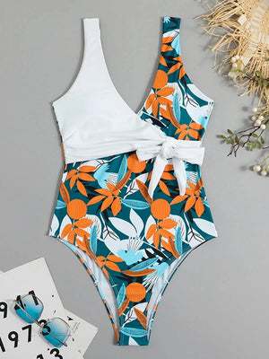 Bañador Cruzado con Estampado Tropical Ref. 0476 - Marea Bella Swimwear