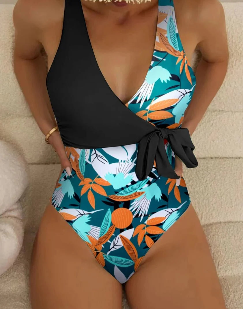 Bañador Cruzado con Estampado Tropical Ref. 0476 - Marea Bella Swimwear