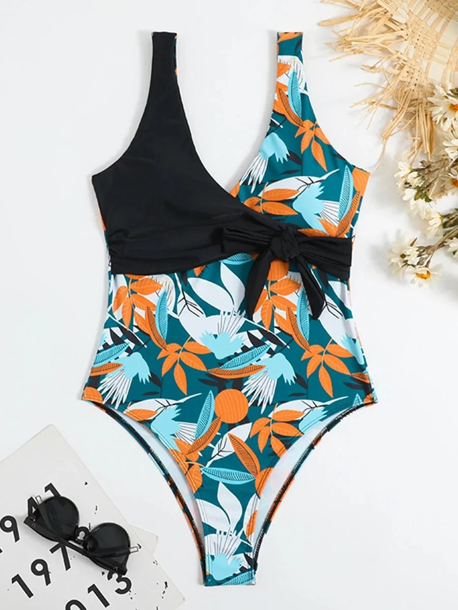 Bañador Cruzado con Estampado Tropical Ref. 0476 - Marea Bella Swimwear