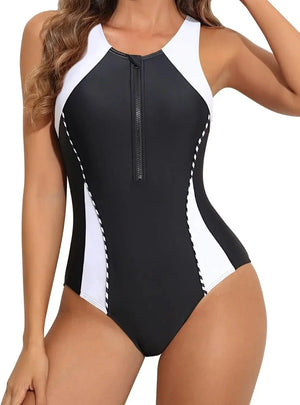Bañador Deportivo con Cierre Frontal y Detalle Texturizado Ref. 0674 - Marea Bella Swimwear