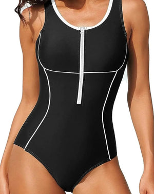 Bañador Deportivo con Cierre Frontal y Tirantes Anchos Ref. 0675 - Marea Bella Swimwear