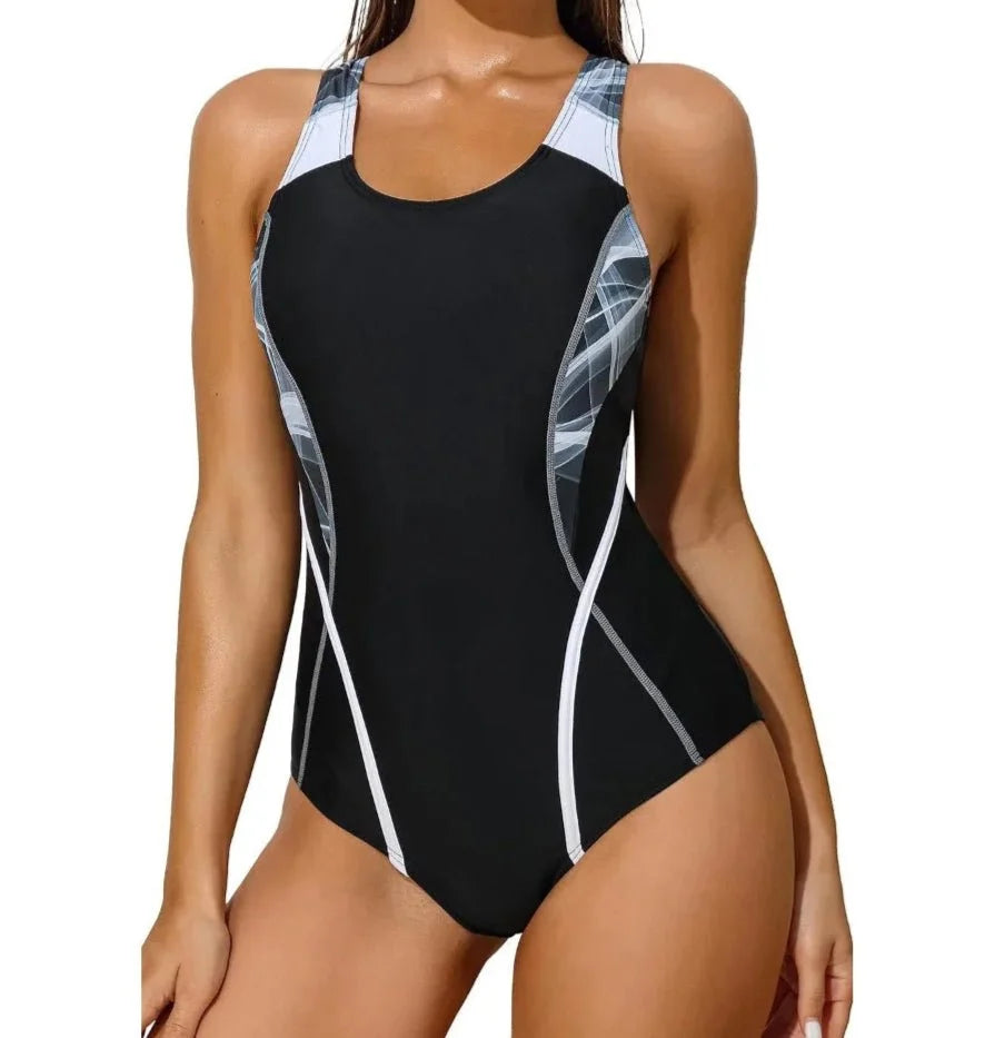 Bañador Deportivo con Tirantes Anchos y Laterales Estampados Ref. 0680 - Marea Bella Swimwear
