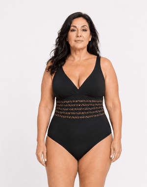 Bañador Escote V con Espalda Cruzada y Bandas Ref. 0183 - Marea Bella Swimwear