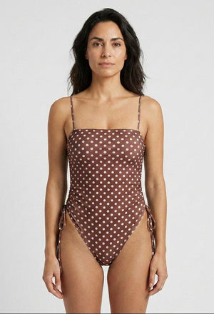 Bañador Estampado Lunares con Escote Recto y Lazo Lateral Ref. 0714 - Marea Bella Swimwear