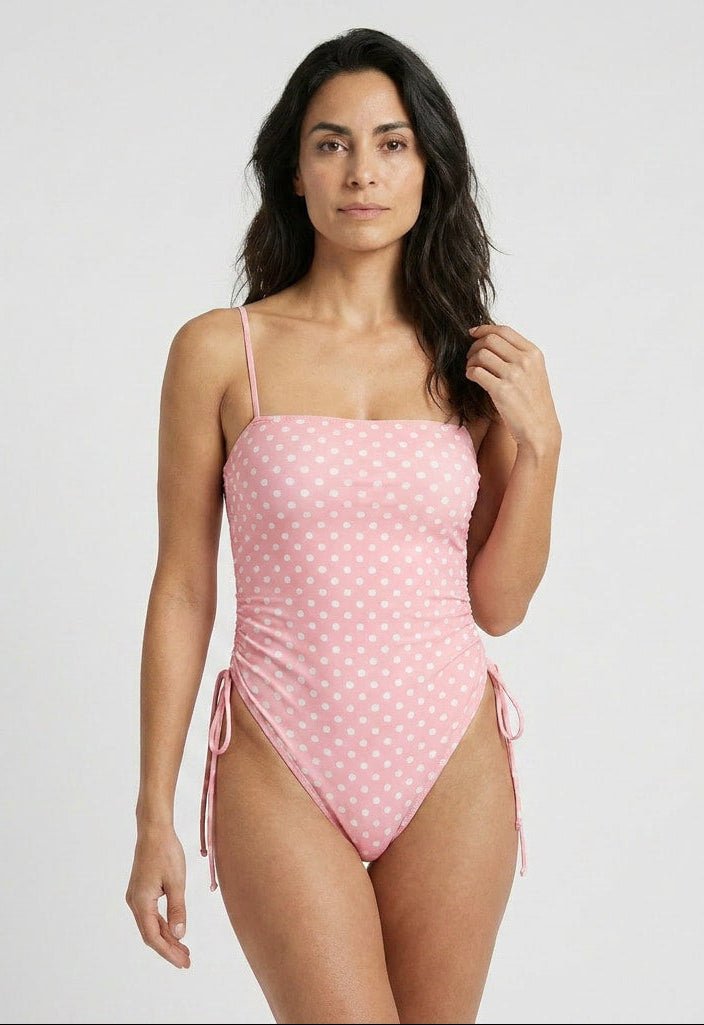 Bañador Estampado Lunares con Escote Recto y Lazo Lateral Ref. 0714 - Marea Bella Swimwear