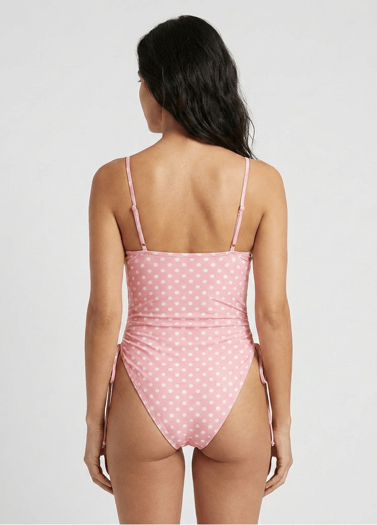 Bañador Estampado Lunares con Escote Recto y Lazo Lateral Ref. 0714 - Marea Bella Swimwear
