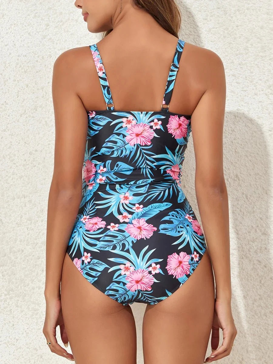 Bañador Estampado con Frunces y Tirantes Finos Ref. 0460 - Marea Bella Swimwear