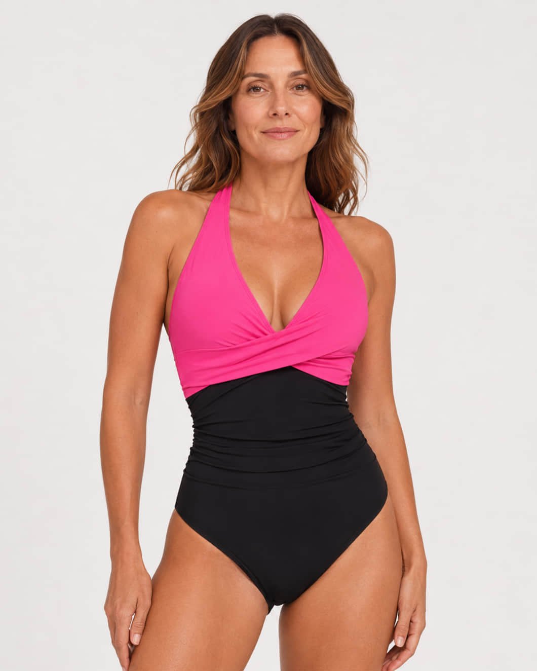 Bañador Cruzado con Escote Halter y Frunce Ref. 0658