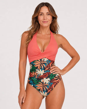 Bañador Cruzado con Escote Halter y Frunce Ref. 0658