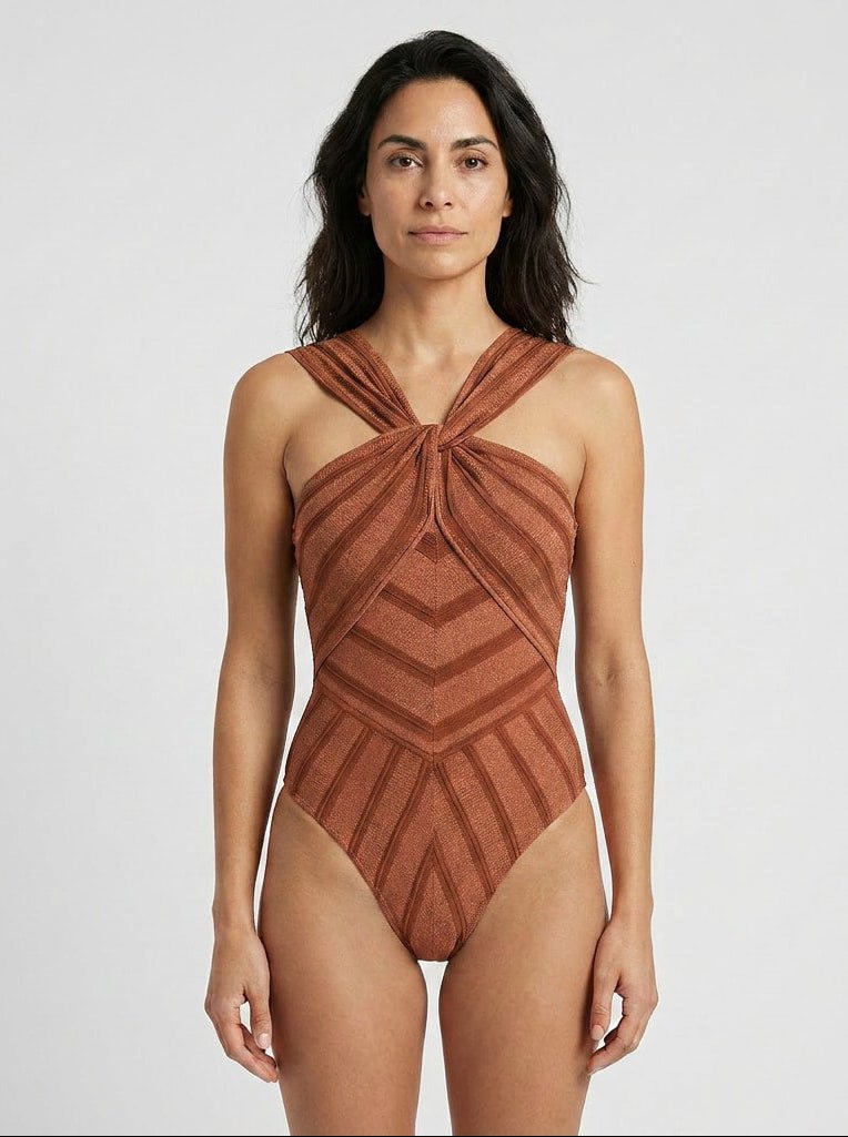 Bañador Halter Cruzado con Nudo Central Ref. 0713 - Marea Bella Swimwear