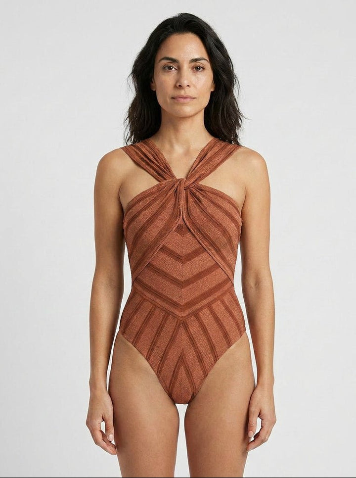 Bañador Halter Cruzado con Nudo Central Ref. 0713 - Marea Bella Swimwear