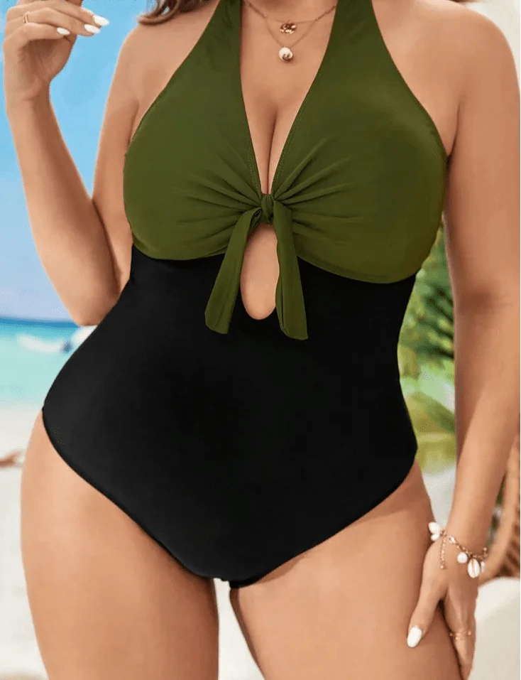 Bañador Plus Size Bicolor con Lazo Ref. 0602 - Marea Bella Swimwear