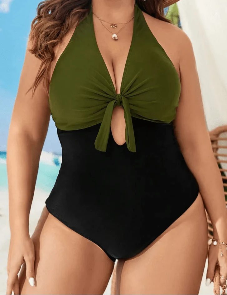 Bañador Plus Size Bicolor con Lazo Ref. 0602 - Marea Bella Swimwear
