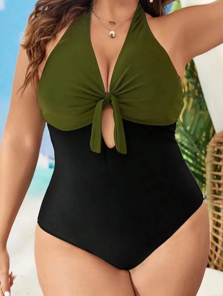 Bañador Plus Size Bicolor con Lazo Ref. 0602 - Marea Bella Swimwear